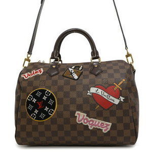 Louis Vuitton Handbag Ebene Brown Speedy Bandouliere Sticker Shoulder Bag